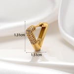 Gold color / 1 Piece Simple Series Classic Geometric Copper  Gold Color Material Zircon Women's Hoop Earrings 